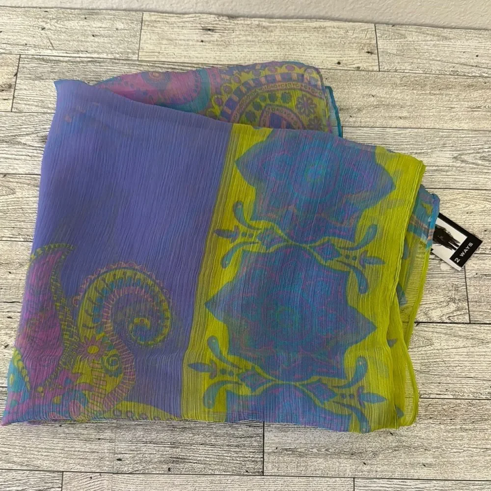Bijoux Terner Blue and Purple Chiffon Scarf NWT